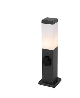 Vonkajšia lampa tmavosivá 45 cm so zásuvkou IP44 - Malios