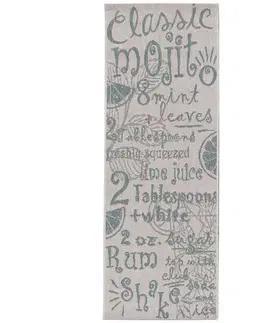 Dekoria Koberec Cottage Letters wool/spa blue 60x180cm, 60 x 180 cm