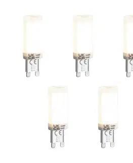 Sada 5 stmievateľných LED žiaroviek G9 s 3-stupňovým stmievaním, opálové, 4,5 W, 500 lm, 4000 K