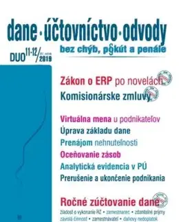 Dane Účtovníctvo Odvody 11-12 2019 - Zákon o ERP zmeny v roku 2019, Ročné zúčtovanie dane, Úpravy základu dane podnikateľa