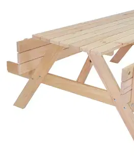 Masívny drevený pivný set so sklopnými lavicami 180 cm (prírodný)