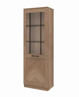 Vitrína z masívu ZYCO 10 s LED, dub rustical