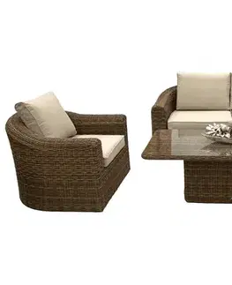 DEOKORK Ratanová modulová zostava BORNEO LUXURY pre 4 osoby (hnedá)