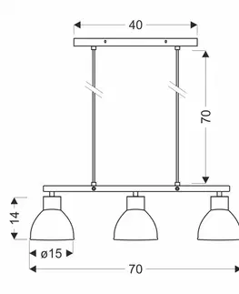 INEZZ 3x60W E27 čierna závesná lampa, moderné stropné svietidlo s tromi tienidlami do obývačky, jedálne alebo kuchyne, v loftovom a industriálnom štýle