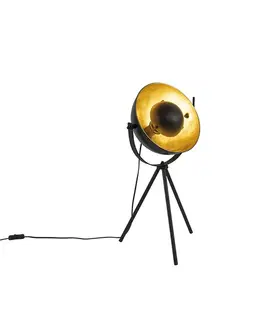 Stolná lampa čierna so zlatom 63,3 cm trojnožka nastaviteľná - Magnax