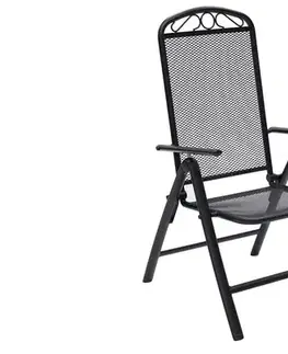 DEOKORK Kovové kreslo polohovacie GREY (čierna)
