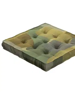 Dekoria Kamil s úchytom, geometrické vzory v zeleno - hnedých farbách, 50 x 50 x 10 cm, Vintage 70's, 143-72