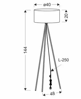 Stojaca lampa SHANTI čierna 1x40W E27 mätové tienidlo