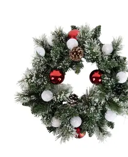 Vianočný veniec biely s červenou farbou 45 cm vrátane LED s časovačom - Jack