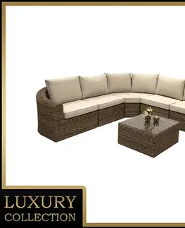 DEOKORK Ratanová modulová zostava rohová BORNEO LUXURY pre 6 osôb (hnedá)