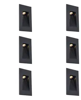Sada 6 moderných zapustených nástenných svietidiel čierna 7 cm vrátane LED IP65 - Trem