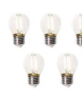 Sada 5 stmievateľných LED žiaroviek E27 P45 z číreho skla 3W 250 lm 2200K