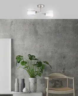Dvojitá nástenná lampa, saténovo-niklové tkané tienidlo, 2x40W, Saxofón