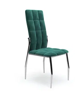 HALMAR K416 jedálenská stolička tmavozelená (Velvet) / chróm
