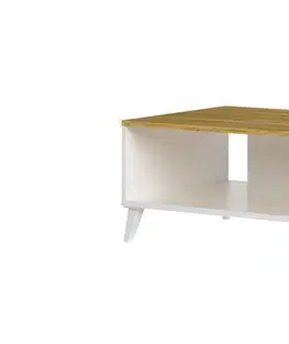 BOSKO 41 konferenčný stolík, biela matná / americký orech