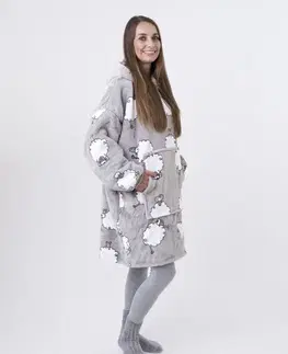 MKLozkoviny.sk Baránková mikina mikroplyš – Ovečky Morning Yoga sivé veľkosť M