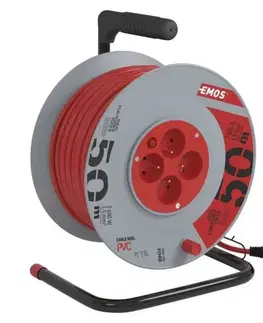 EMOS PVC predlžovací kábel na bubne – 4 zásuvky, dĺžka 50m, prierez 1,5mm2