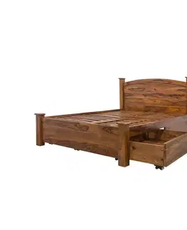 Posteľ Rami s úložným priestorom 180x200 indický masív palisander