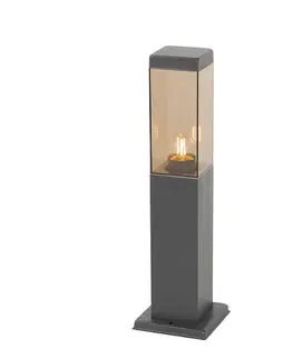 Moderný vonkajší lampáš tmavosivý s dymovým sklom 45 cm - Malios