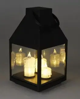 Kinekus Lampáš svietnik s LED sviečkami 13,5x13,5x25 cm s časovačom plast čierny