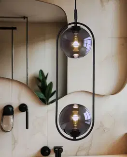 Elegantná závesná lampa CORDEL - čierna s grafitovými guľôčkovými tienidlami - minimalistické osvetlenie obývačky 2x G9 LED