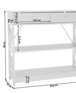 KONDELA Lomir konzolový stolík so zásuvkami biela