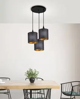 Závesná lampa čierna doska 3xE14 dlhá