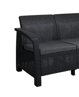 DEOKORK Záhradná ratanová pohovka CORFU LOVE SEAT MAX (antracit)