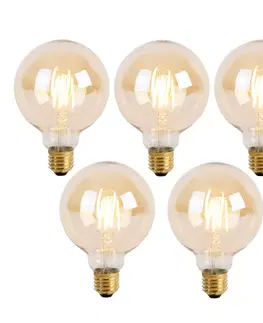 Sada 5 stmievateľných LED žiaroviek E27 s 3-stupňovým stmievaním G95 Goldline 5W 530lm 2200K