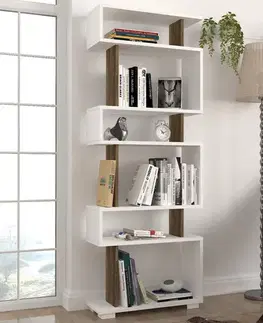 Knižnica Blok - White, Walnut