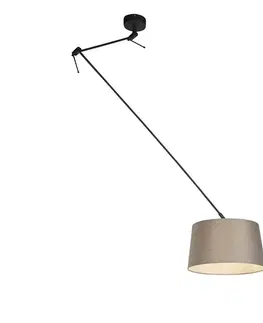 Závesné svietidlo čierne s tienidlom z ľanu taupe 35 cm - Blitz