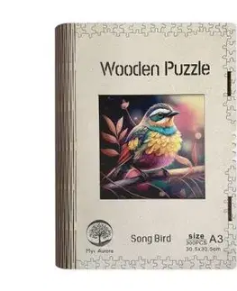 Drevené puzzle Spev vtákov A3