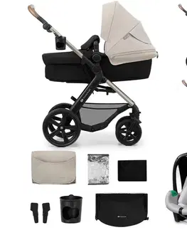 KINDERKRAFT-Kombinovaný kočík 3v1 MOOV 2 Moonlight grey + autosedačka MINK PRO KSMOOV02GRYEV00