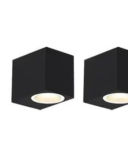Sada 2 moderných nástenných svietidiel čiernych IP44 - Baleno