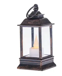 Lampáš s LED sviečkou Cremona bronzová, 6 x 13 cm