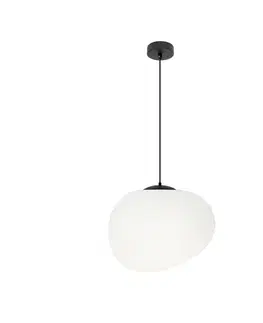 Závesná lampa STONES 25 cm v japonskom štýle - s tienidlom inšpirovaným bielym kameňom - minimalistické stropné osvetlenie do obývačky E27