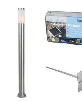 Vonkajšia lampa na stĺp oceľ 110 cm IP44 - Rox s uzemňovacím kolíkom a káblovou objímkou