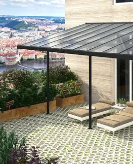 Pergola 557 x 305 cm (čierna + transparentná polykarbonát)
