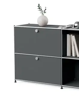 Kovová odkladacia skrinka »CN3« s 2 výklopnými priehradkami, sivá