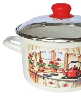 MAKRO - Hrniec smalt 16cm 2L so sklenenou pokrievkou 16cm Rustika