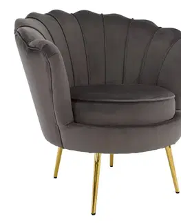KONDELA Nobleo kreslo sivohnedá (Velvet) / zlatá