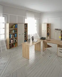 KONDELA Maurus MA50 New policová skriňa dub artisan / kašmír
