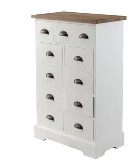 Dekoria Komoda Brighton 11 zásuviek white&natural, 70 x 38 x 110 cm