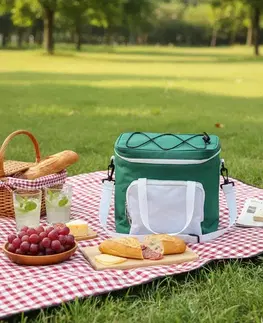 KONDELA Henra Typ 4 pikniková termotaška s chladiacimi kazetami zelená