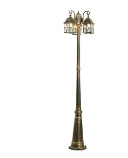 Klasická vonkajšia lampa antické zlato s čírym sklom 198 cm IP44 - London