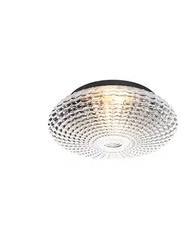 Klasické stropné svietidlo čierne s dymovým sklom 35 cm IP44 - Nohmi