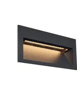 Moderné Zapustené Nástenné Svietidlo Čierne 16cm vrátane LED IP65 - Mert