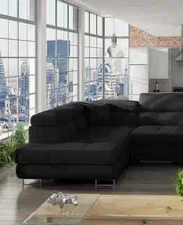 NABBI Licaro U P rohová sedačka u s rozkladom a úložným priestorom čierna (Sawana 14)