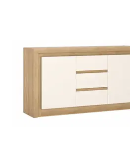 KONDELA Leonardo LYOK 1 dvojdverová komoda s osvetlením dub riviera / biela