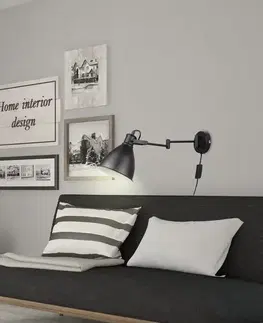 Nástenná lampa čierna nastaviteľná 1xE27 Espera